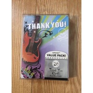 ROCKSTAR MUSIC GUITAR  20 COUNT THANK YOU CARDS W/ENVELOPES NEW IN PACKAGE
